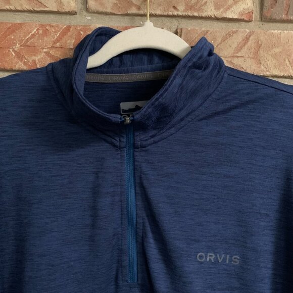 Orvis Performance Men's 1/4 Zip Navy Blue Large Pullover Long Sleeve Shirt EUC - Picture 5 of 13